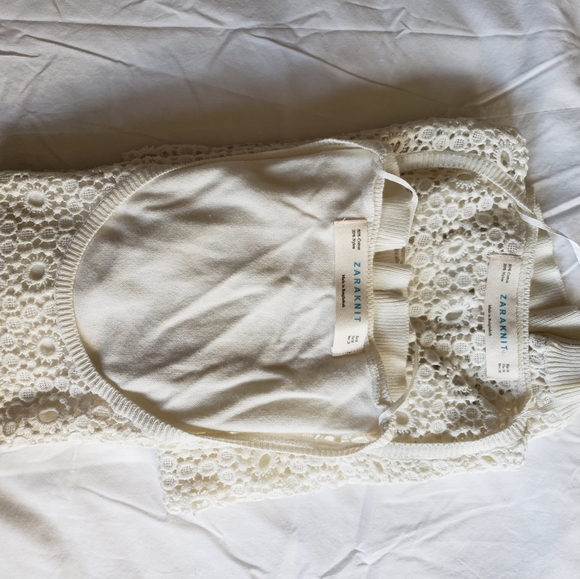 Women's White Crochet Knit Sweater Set,  Zara - Picture 7 of 7
